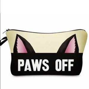 NEW "Paws Off!" Padded Make-up Pouch Cosmetic Travel Bag the Perfect Size 5x8.5"